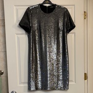 Ralph Lauren Shimmering Charcoal Silver sequin Dress